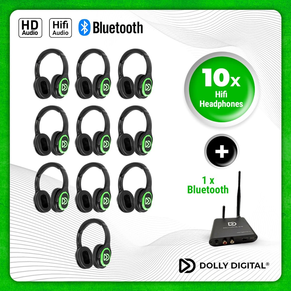 Dolly Digital set: 10x stuks type RD-Pro oplaadbare Silent Disco koptelefoons | Dolly Digital© original — afbeelding 1