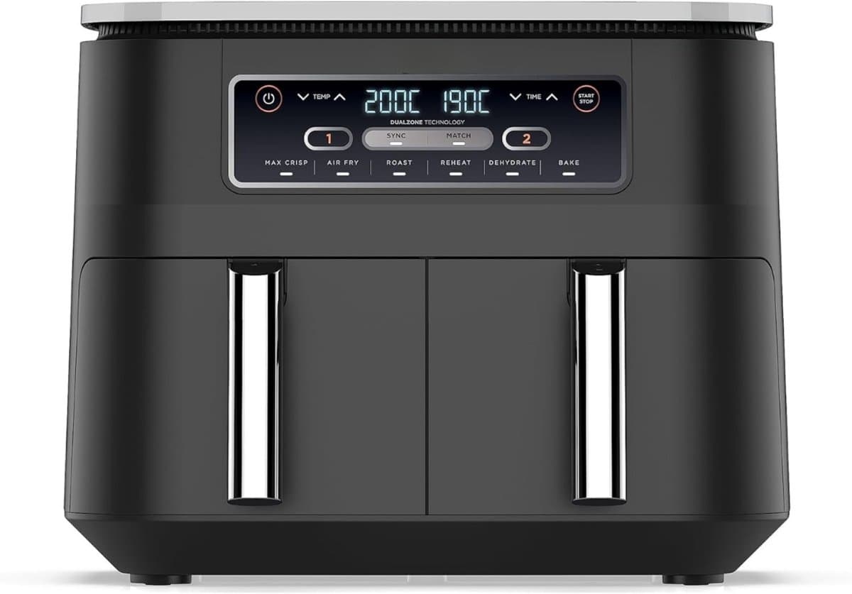 Airfryer 2 Laden - 7,6L - 6-in-1 - Olievrij Airfryen - Braden, Bakken, Opwarmen, Drogen - Kookt 4-6 Porties - Vaatwasmachinebestendige Manden - Antibaklaag — afbeelding 1