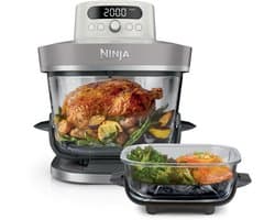 Ninja CRISPi PRO 7-in-1 Glazen Airfryer met 7 functies - Airfryen, Bakken, Braden, Rijzen, Drogen. Max Crisp en Opnieuw krokant maken - 2.3 liter en 5.7 liter glazen schaal - PFAS vrij koken - Stone - AS101EULG
