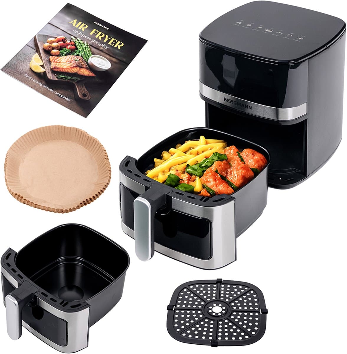 BERGMANN YA Air Fryer - 5L Capaciteit - 1400W - 8 Programma's - Kijkvenster — afbeelding 1