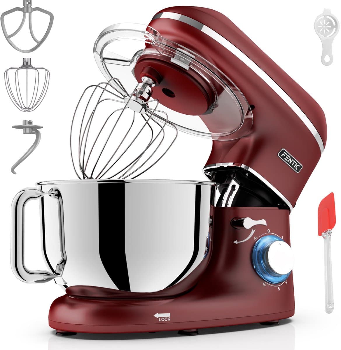 Fentic Keukenmachine – 2000W – Keukenrobot - Foodprocessor - 6,2L Mengkom – Incl. extra Accessoires – Rood — afbeelding 1