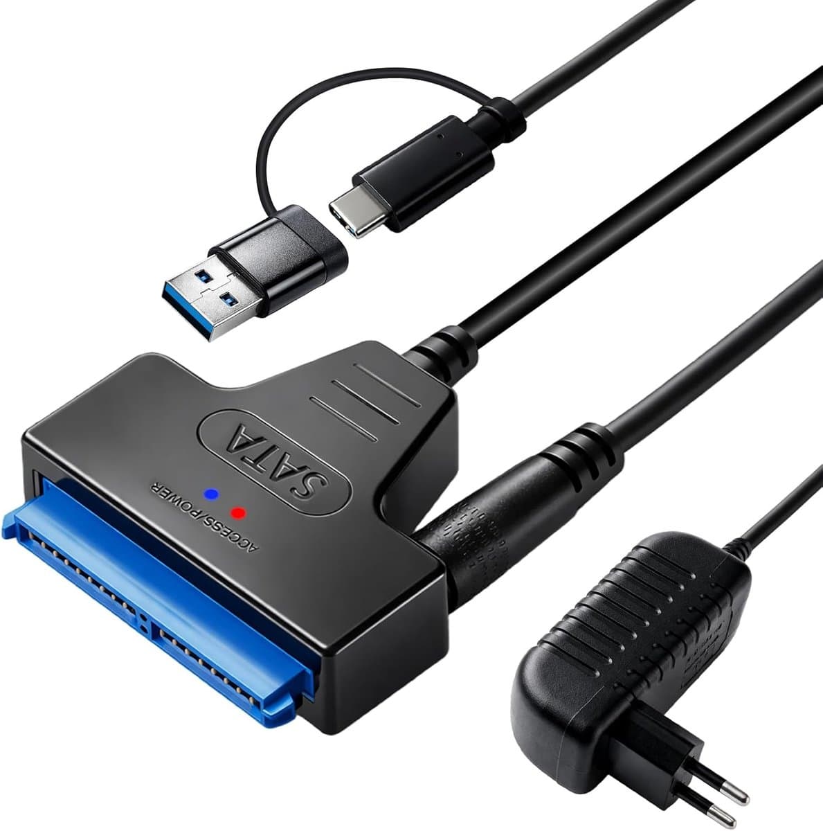 SATA USB Adapter - Externe Harde Schijf - Data Overzetten - Met Voeding - Compact Formaat - Zwart — afbeelding 1