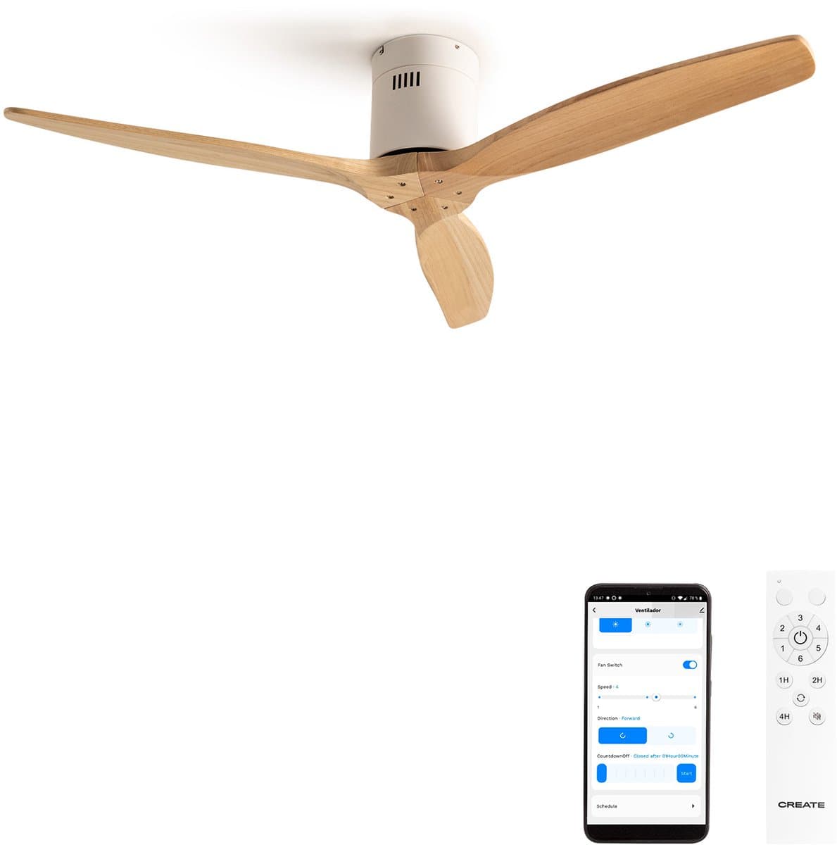 CREATE - Stille 40W plafondventilator met technische ABS bladen in verschillende maten - S - Geen licht - WIFI - WIND CALM — afbeelding 1