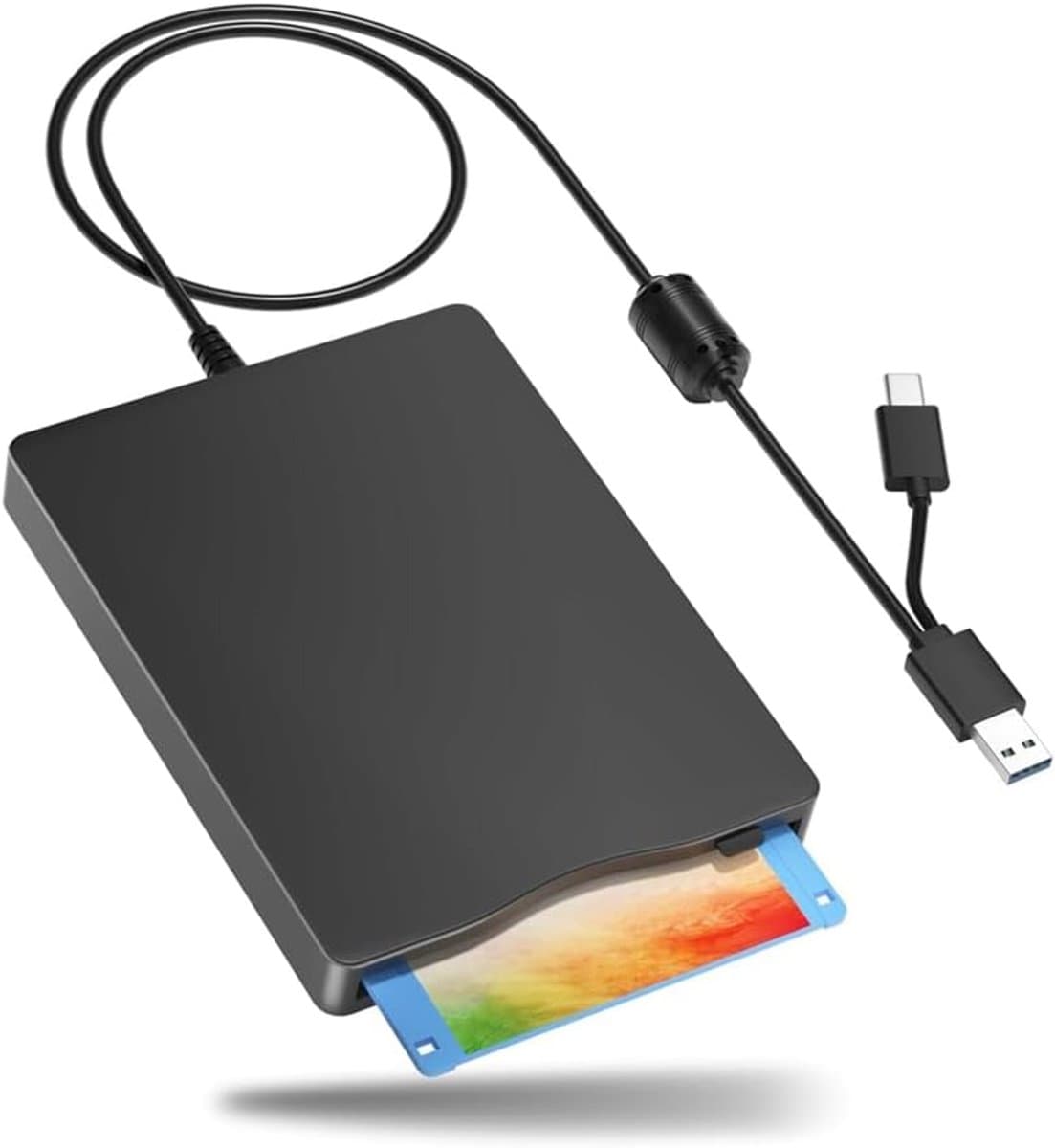 Externe Floppy Drive - 3.5 Inch Lezer - Oude Data Lezen - USB Type-C Connectie - 19x17x4 cm - Zwart — afbeelding 1