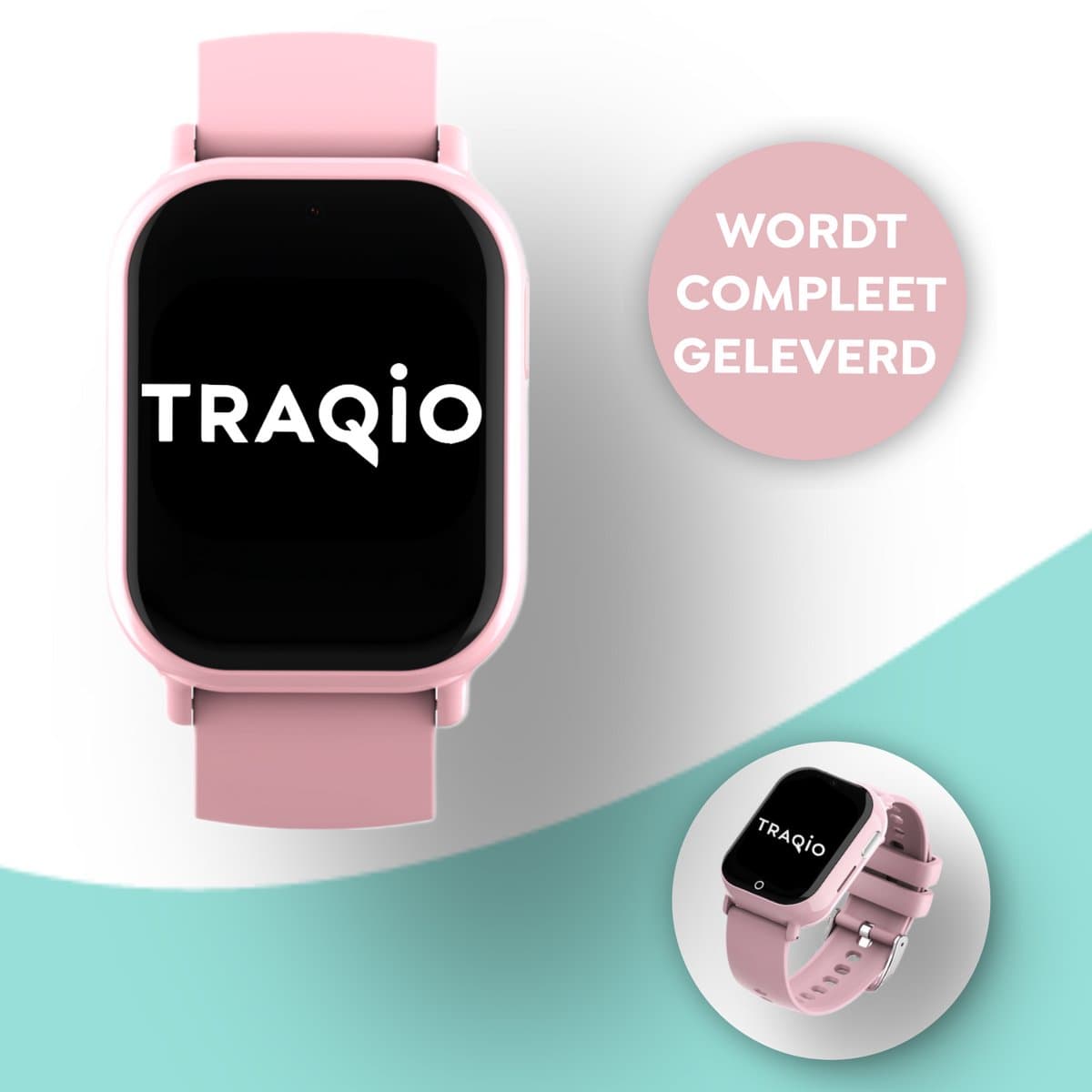 Traqio TRQ04 - GPS horloge kinderen - gps horloge kind - kinderhorloge bellen - gps tracker kinderhorloge - kinderhorloge met gps - kinderhorloge - Kinder smartwatch GPS - GPS horloge school - Roze — afbeelding 1