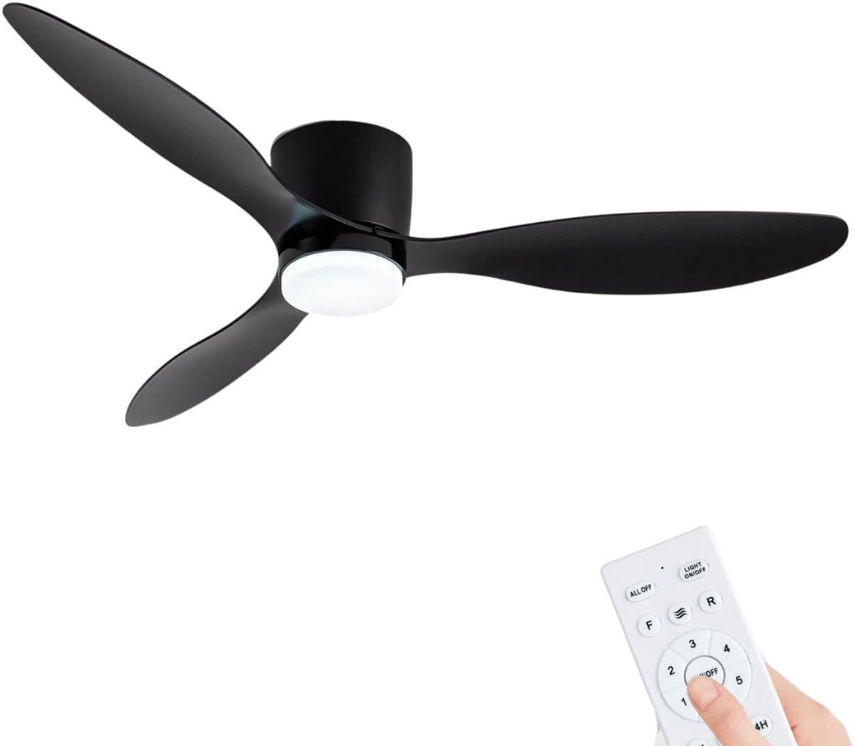 Livano Plafondventilator - Met Verlichting - Plafond Ventilator - Met Lamp - Plafonniere Met Ventilator - Met Licht - Zwart - 106cm — afbeelding 1