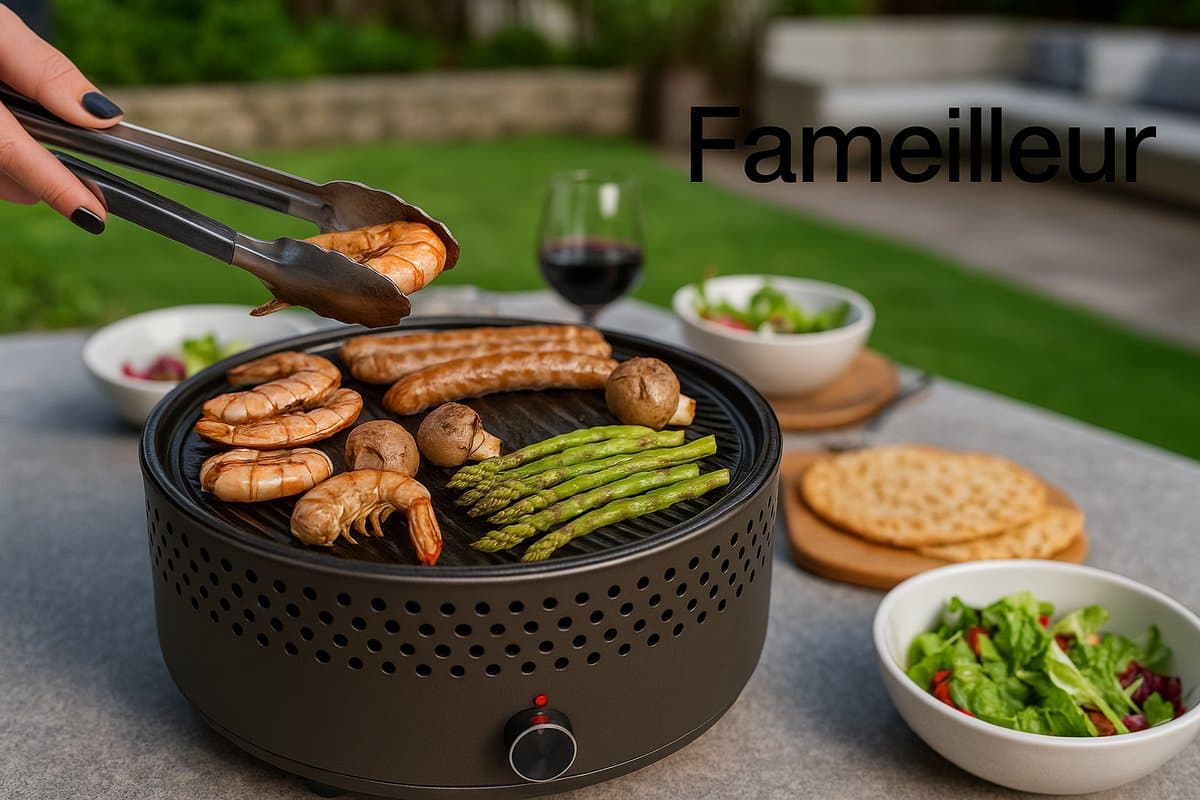 Fameilleur barbecue- tafel barbecue- draagbaar- makkelijk verplaatsbaar- compact- grill- tafel grill- grillplaat-Draagbare Barbecue – Rookvrij Grillen op Balkon of Terras – Compact, houtskool, Afwasbaar en Ideaal voor Houtskool of Briketten- houtskoo — afbeelding 1