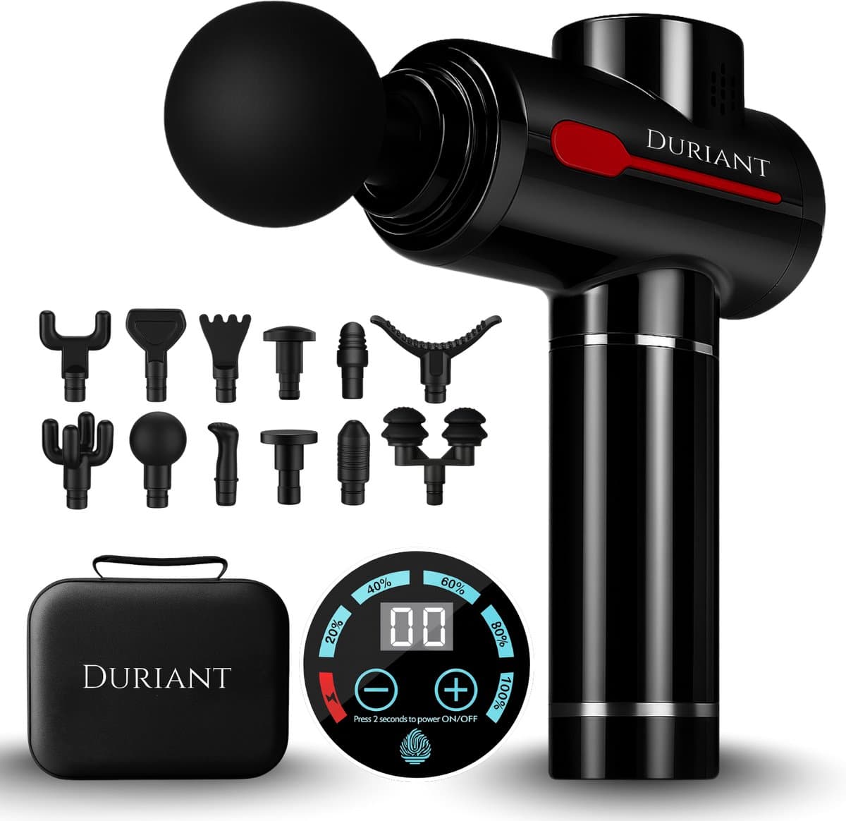 Duriant®- Massage Gun Professioneel- Massage apparaat- Massage Pistool - Inclusief Koffer en 12 Opzetstukken - Massagegun-Krachtig en Draadloos Sport en Relax Massage Apparaat - Massageapparaten — afbeelding 1