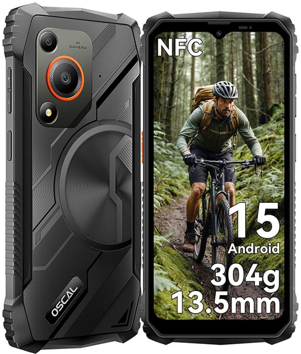 OSCAL MARINE 1 Robuuste Smartphone - 12GB RAM - 128GB ROM - 5100mAh - 6.56 Inch - IP68 Waterdicht - Dual SIM - Android 15 - NFC - Zwart — afbeelding 1