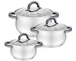 Maestro MR-3522-6M-BLACK - Pannenset - RVS - 6 Delig - Zwarte Handgrepen