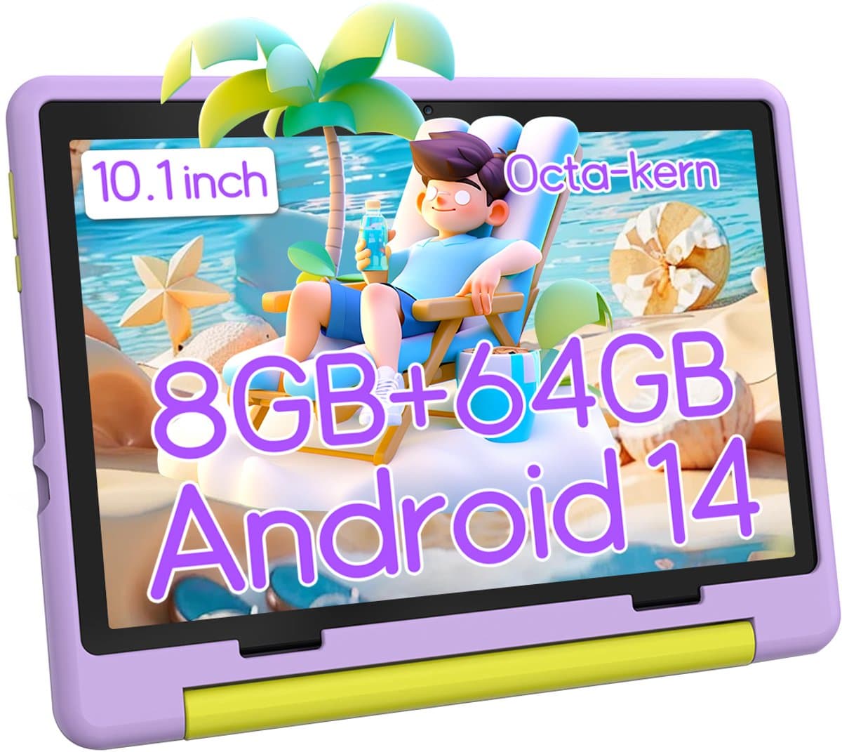 Hotlight KT1016 - Android 14 kindertablet - 10.1 inch kinder tablet - 8(3+5)GB RAM/64GB ROM– 5000mAh - Paars — afbeelding 1