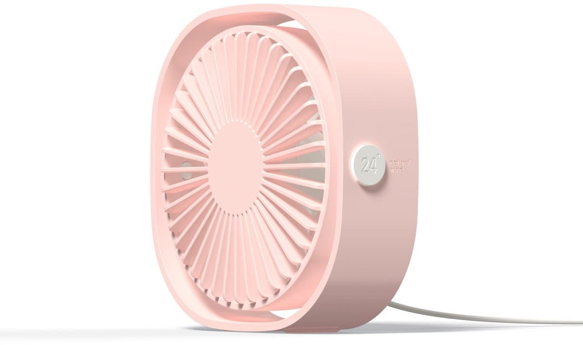USB Tafelventilator - USB Ventilator - Mini Ventilator - Compact - 3 Windstanden - Roze — afbeelding 1
