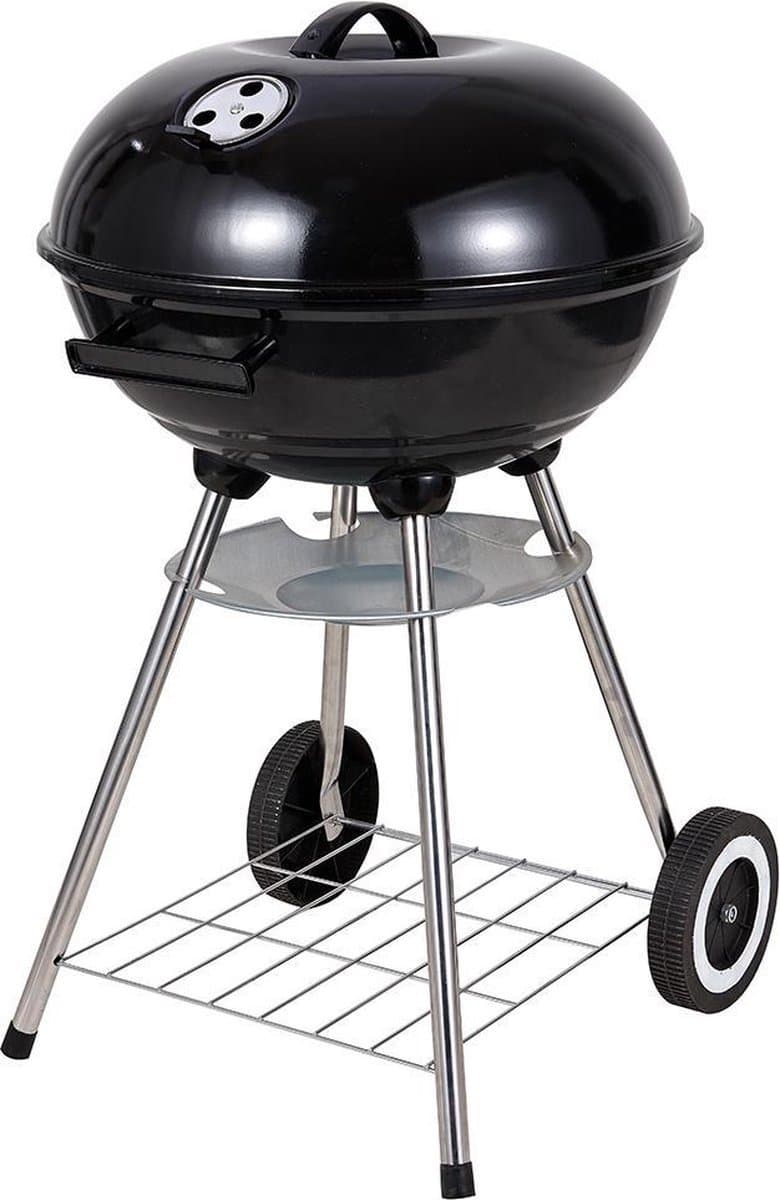 Ronde kogelbarbecue met deksel en asvanger zwart - 43 x 33 cm - houtskool bbq — afbeelding 1