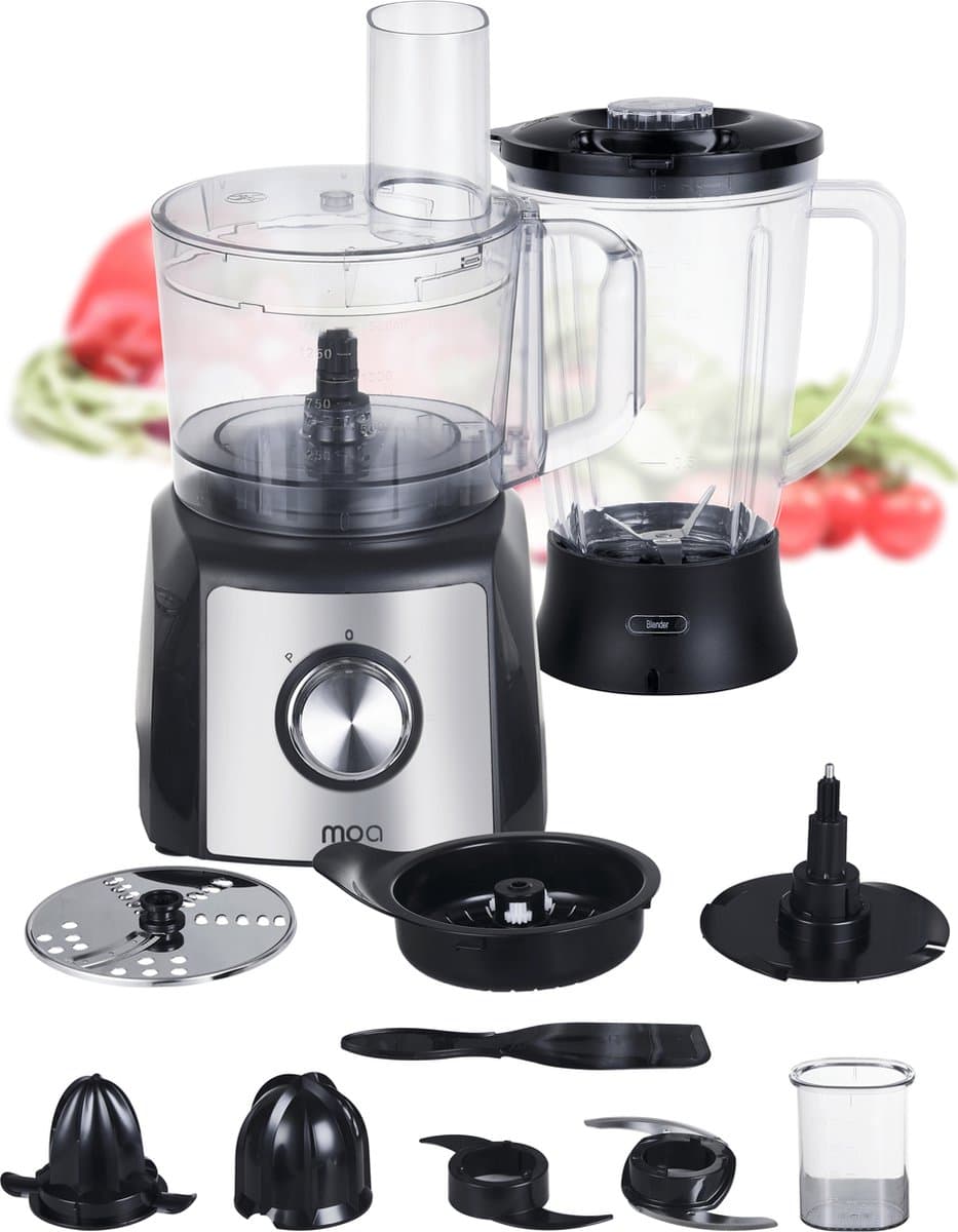 MOA – Foodprocessor – Keukenmachine en blender – 1,5 liter – 1200 Watt – Citruspers – Incl. accessoires – FP511 — afbeelding 1