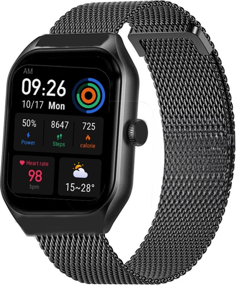 Royal Supplies C50 - Smartwatch- Smartwatch Dames & Heren - Screenprotector - 2026- Bellen- HD Touchscreen - Horloge - Stappenteller - Bloeddrukmeter - Saturatiemeter - IOS & Android - Zwart staal — afbeelding 1