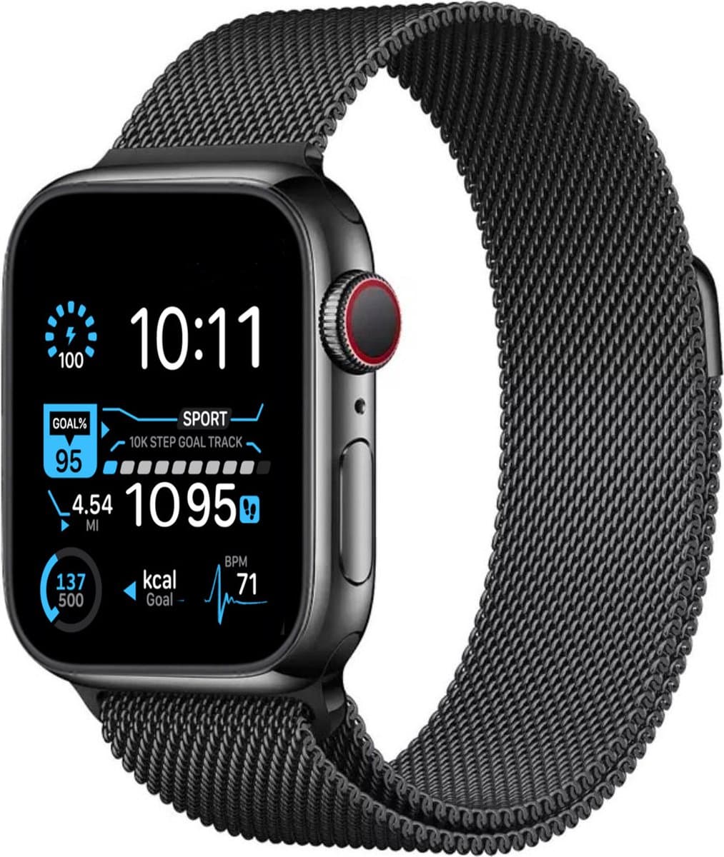 Royal Supplies RF-93 Smartwatch - Smartwatch Heren - Smartwatch Dames - Belfunctie- HD Touchscreen - Horloge - Stappenteller - Bloeddrukmeter - Saturatiemeter - IOS & Android -Screenprotector- Zwart staal — afbeelding 1
