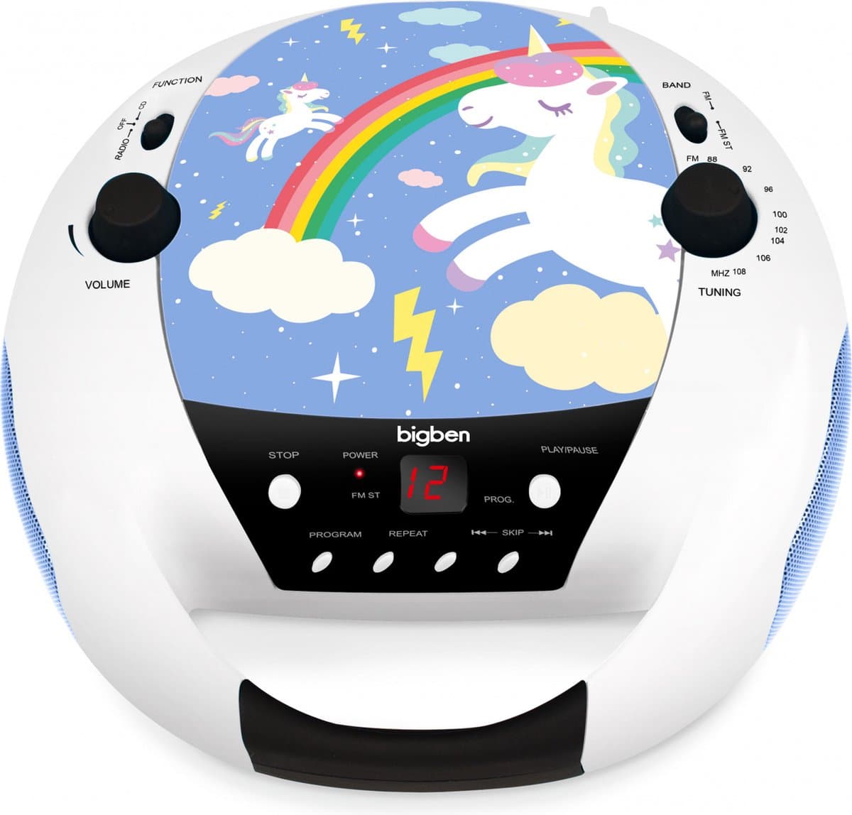 Bigben CD52 - Draagbare Radio CD-Speler - Microfoon - Eenhoorn/Unicorn - Blauw — afbeelding 1