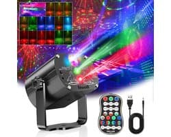 Ynkkvre - discobal met muzieksturing - feestlamp met 60 lichteffecten - stroboscoop met afstandsbediening en 2 m USB-kabel voor thuis, kinderfeest, club en verjaardag