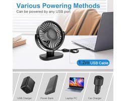 Mini USB Tafelventilator - Stil, 360 Graden Rotatie, 3 Snelheden voor Thuis en Kantoor
