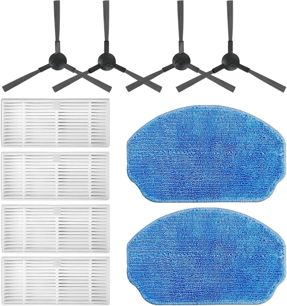robotstofzuiger accessoires - Geschik voor MAMNV ZCWA BR150 - BR151 - met filter, mop pad en zijborstels - 10 stuks — afbeelding 1