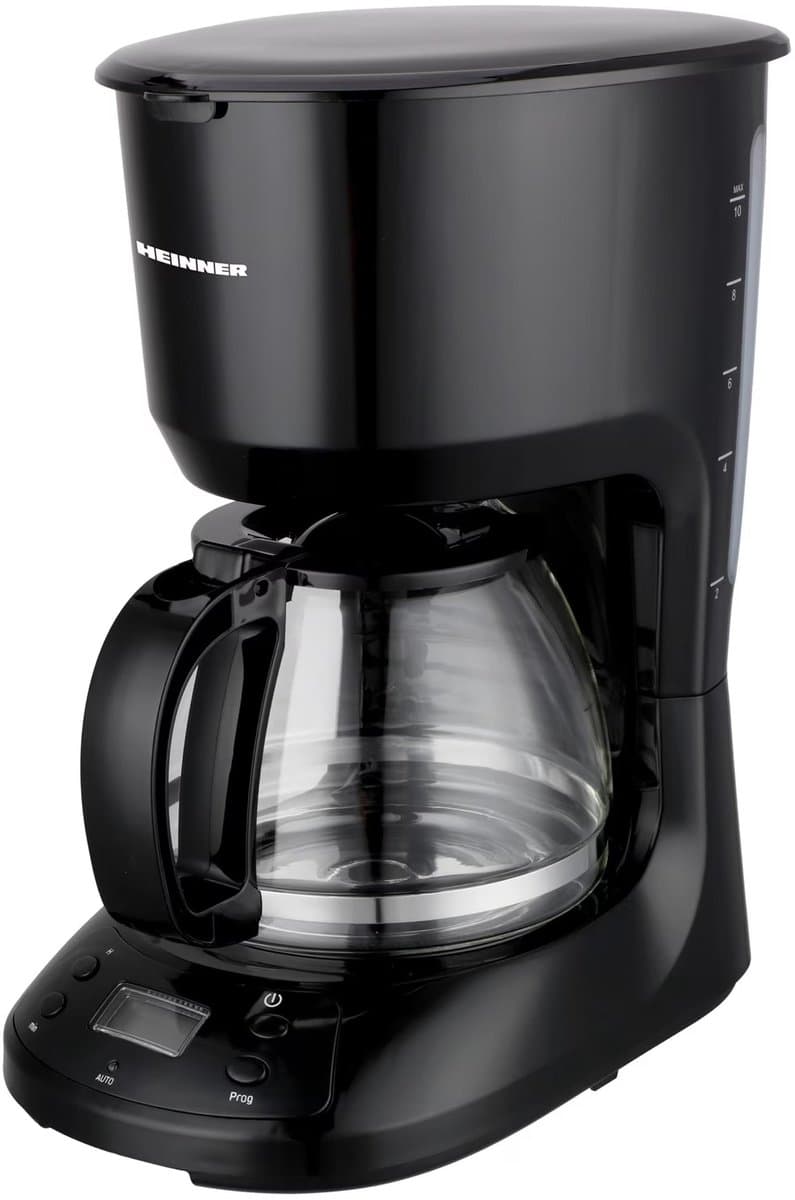 Heinner Compact Koffiezetapparaat 1,25L – 750W – Nylon Filter – Anti-Drup & Warmhoudfunctie – Automatische Uitschakeling – Zwart – LCD Display — afbeelding 1