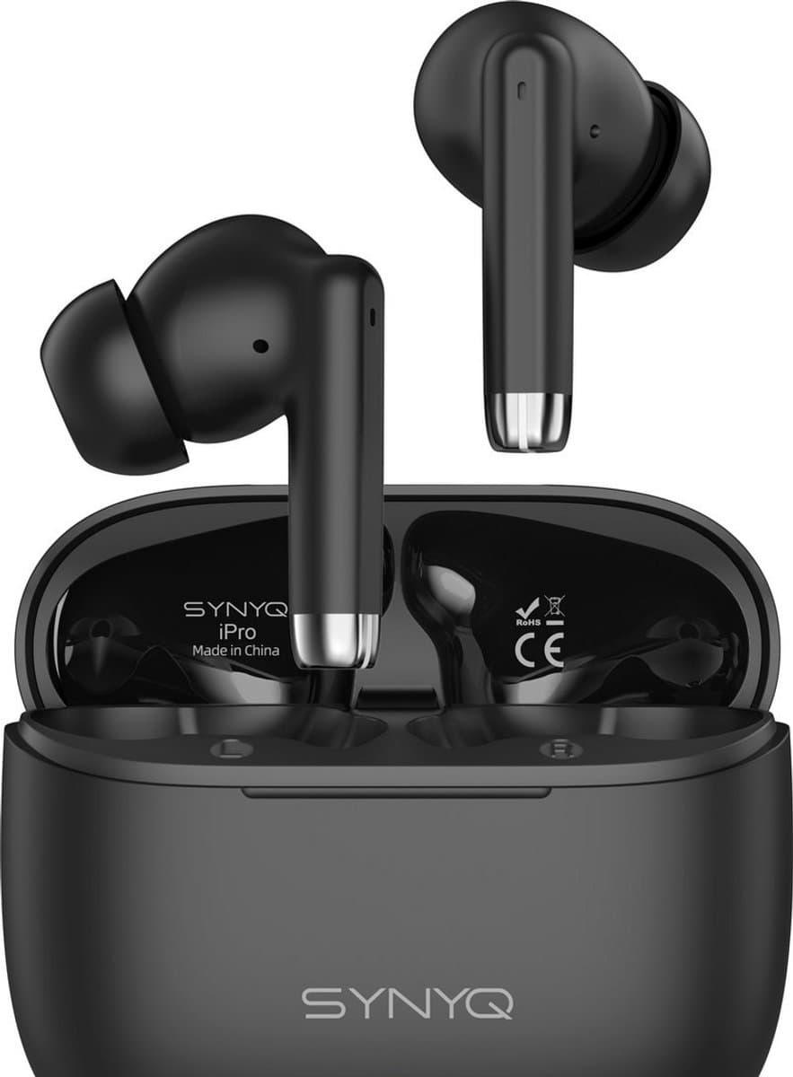 Synyq iPro - Draadloze Oordopjes – Universeel - Bluetooth Oordopjes – Oortjes draadloos – Oordopjes draadloos - Bluetooth 5.3 - Zwart — afbeelding 1
