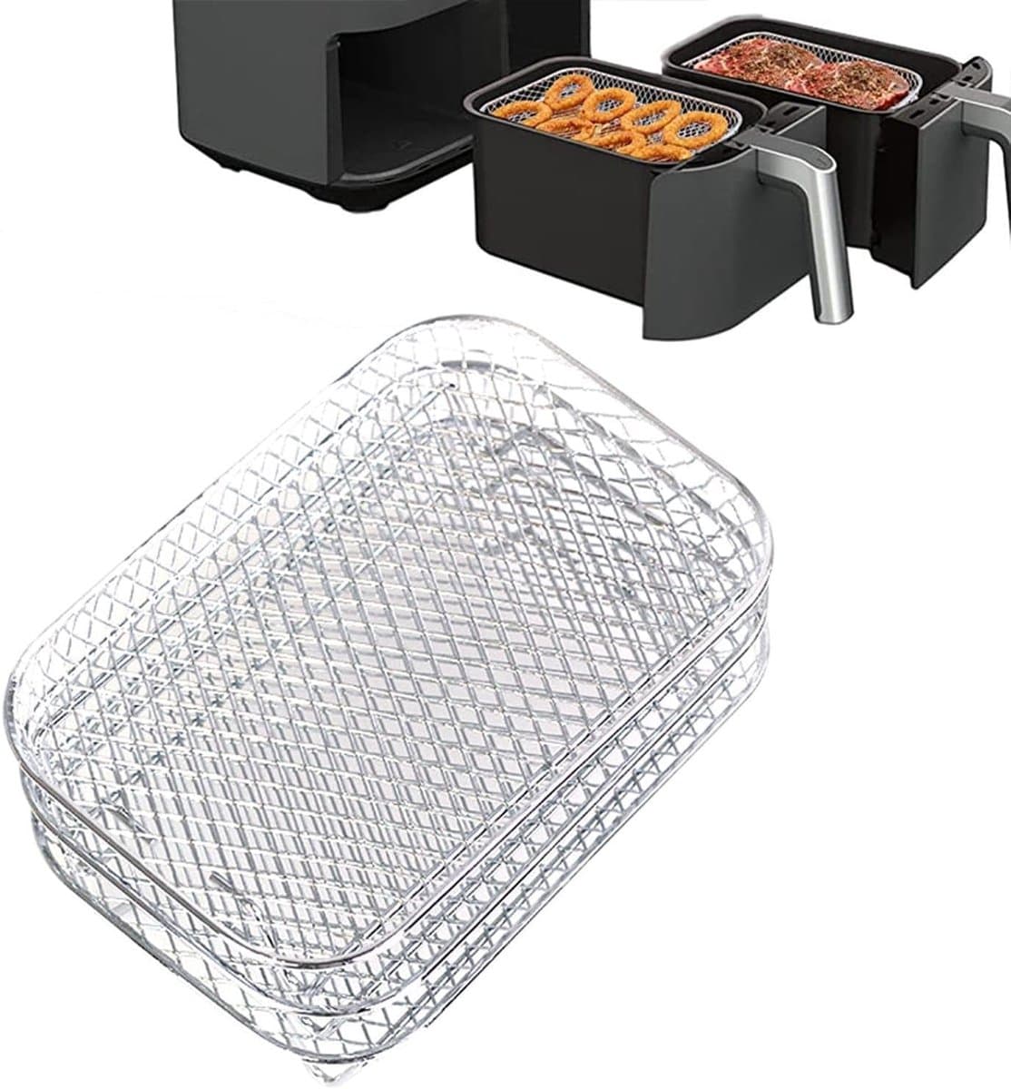 Geschikt voor Ninja Airfryer DZ201 - 3-laags toast/dehydrator frame - 304 roestvrij staal - dubbele heteluchtfriteuse accessoires — afbeelding 1