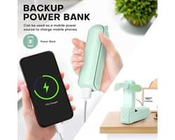 Draagbare Mini Ventilator met 3 Snelheden - Oplaadbare Persoonlijke Ventilator met Powerbankfunctie