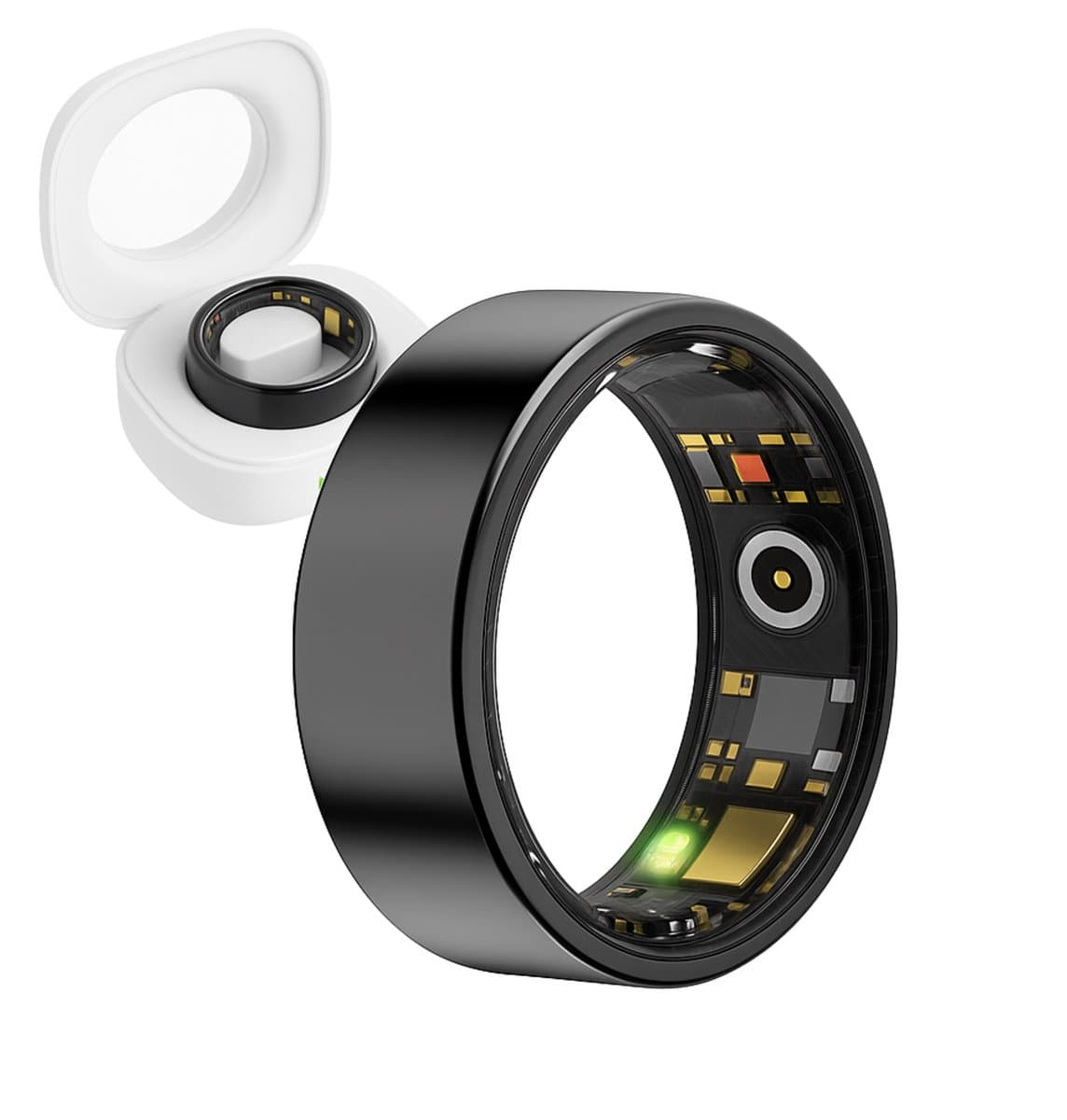 Royal Empire Smart Ring – Slimme Ring voor Heren & Dames – Inclusief Oplaaddoosje – Slaapmonitoring, Hartslag, Bloeddruk & SpO2 – IP68 Waterdicht – Nederlandse App – Zwart – Maat 11 — afbeelding 1