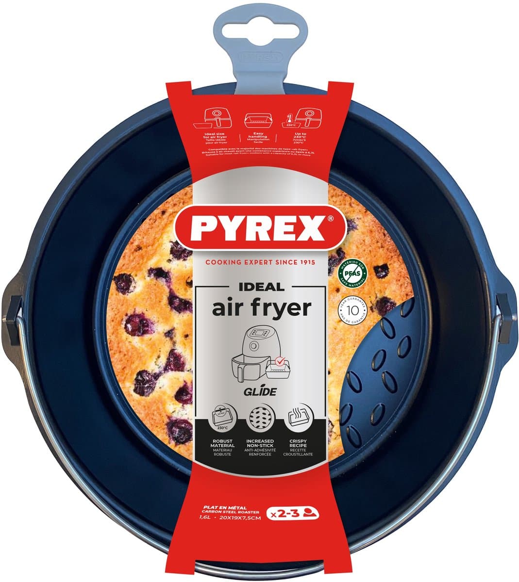 PYREX Metalen mand/bak met handvat voor AIR FRYER 20x19 cm rond — afbeelding 1