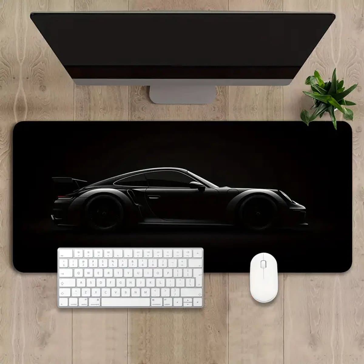 Grote Gaming Muismat 40x90 cm – Matte Zwarte Desk Mat met Sportauto Design – Antislip Rubber Bureaumat voor Gaming, Thuis & Kantoor – Extra Grote Rechthoekige Muismat voor Toetsenbord & Muis – Stijlvolle Werkplek Accessoire — afbeelding 1
