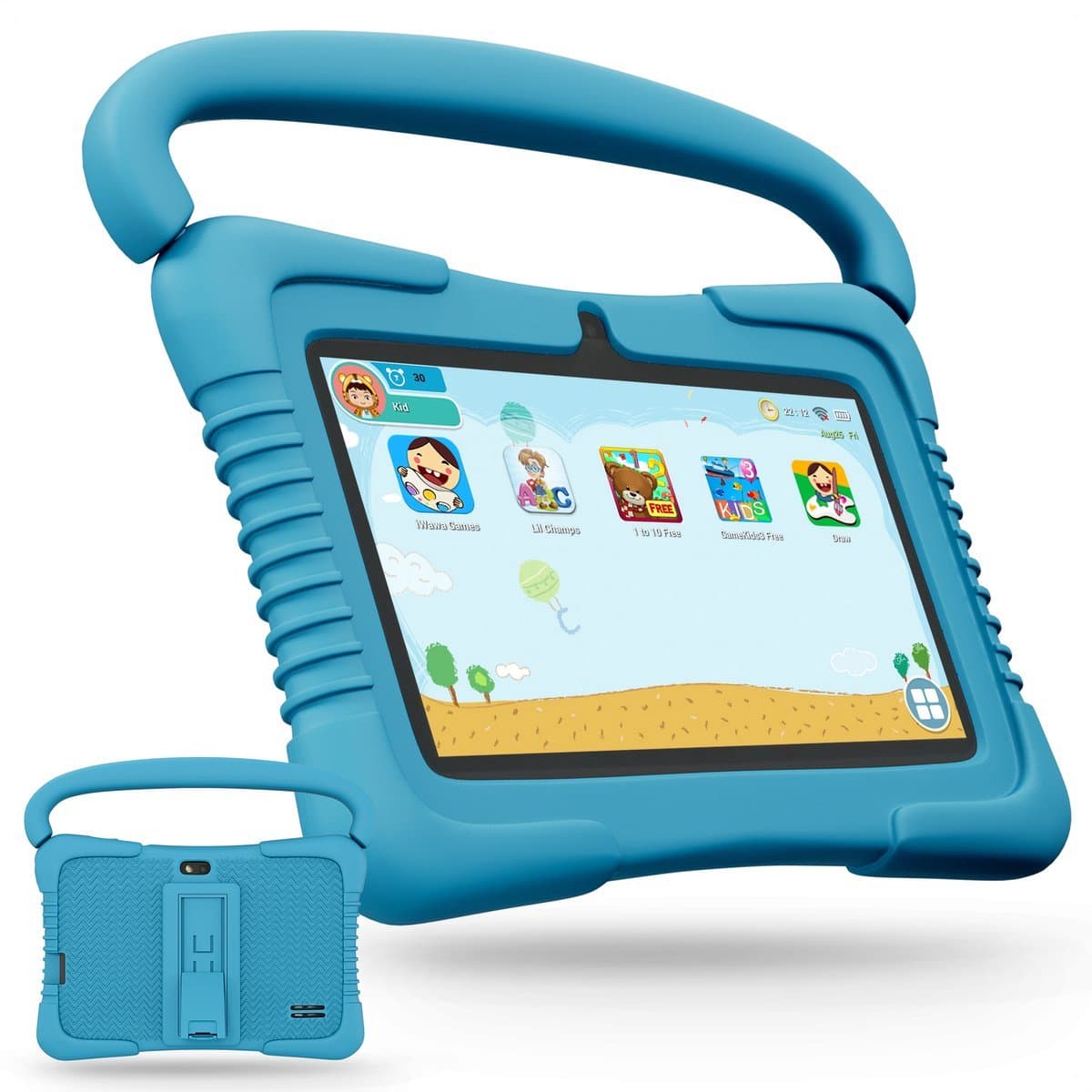 Gloovon® - Kindertablet - Ouderlijk Toezicht - 7 Inch - 2G RAM - 32GB opslagruimte - Android 10 - Kindertablet vanaf 3 jaar - 2500mAh - Bluetooth 4.0 - Tablet - Inclusief beschermhoes - Blauw — afbeelding 1