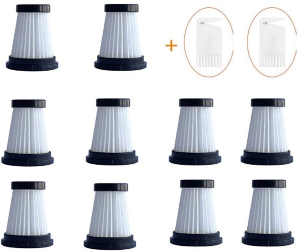HEPA Filter - 10 Stuks - Geschikt voor Moosoo K12 K12 PRO K13 - Stofzuigerfilter - Stofzuiger Accessoires - Vervanging Filter - Voor Handheld Draadloze Stofzuiger - Met Filterborstel — afbeelding 1