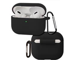 Hoes - Geschikt voor Apple Airpods Pro 3 - Siliconen Hoesje met Clip - Silicone Case Cover - Zwart