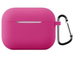 Telestore - hoesje geschikt voor AirPods Pro 3 soft case cover - donker roze - TPU hoesje Beschermhoes - AirPods Pro 3 Cover - AirPods Pro 3 hoesje - Geschikt voor Apple AirPods Pro 3 - gel hoesje met sleutelhanger