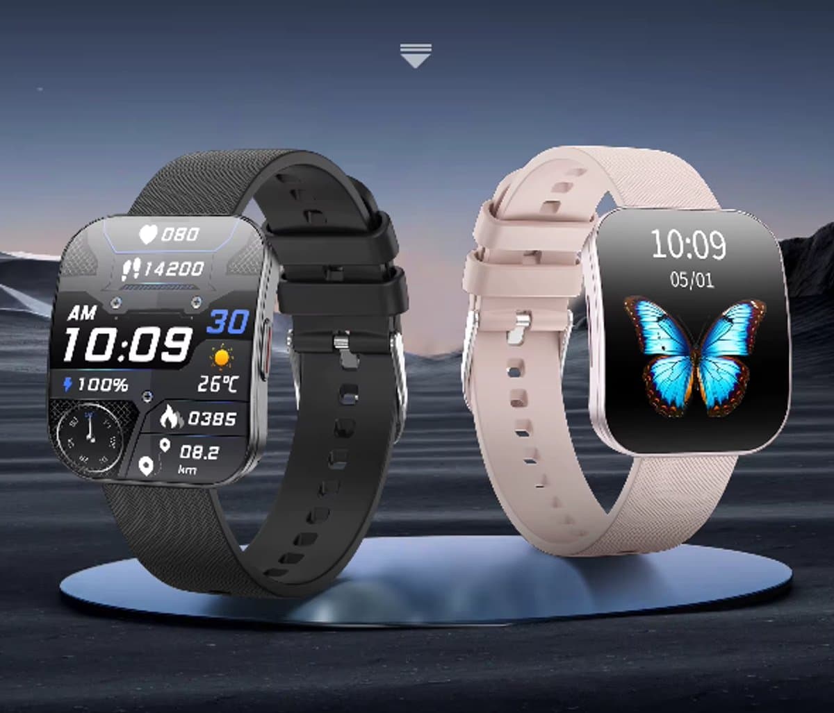 Smartwatch voor Dames en Heren 2025 -1.85inch AMOLED - RVS, Siliconen Bandje - Hartslagmeter - Stappenteller - Slaapmonitor - Multisport - Compatibel met Android en iOS - Waterproof - KLEUR ROZE — afbeelding 1
