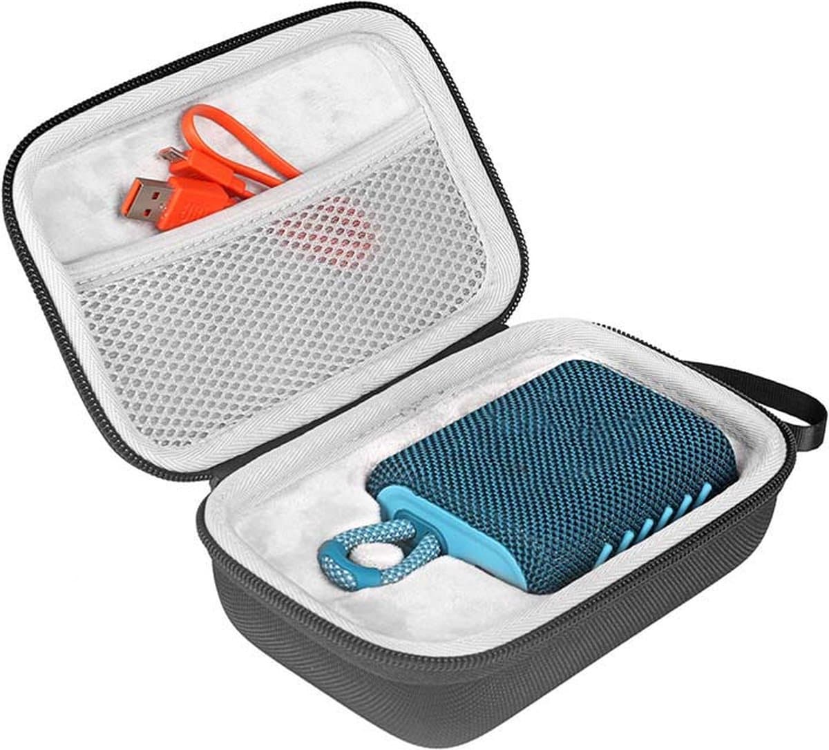 Hard Cover Opberghoes geschikt voor JBL GO 3 - Beschermhoes Travel Case Hoes Opbergtas - Zwart/grijs — afbeelding 1
