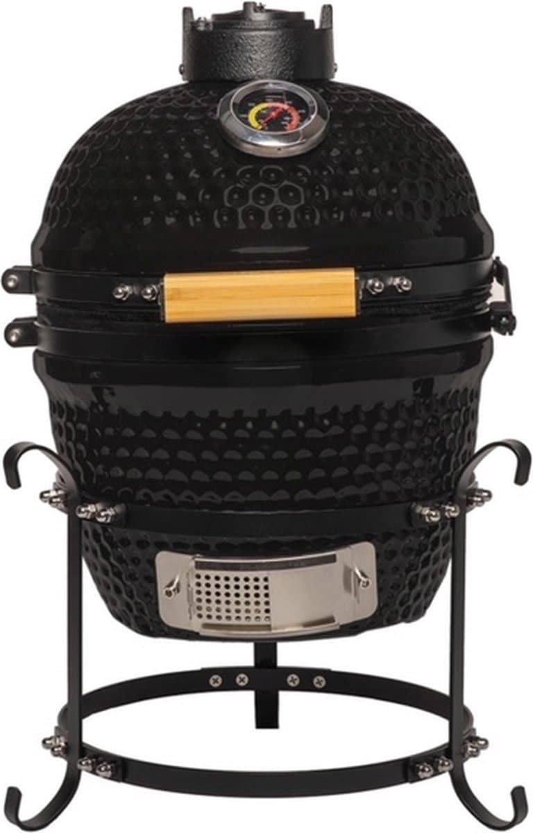 Patton Kamado Keramische Houtskoolbarbecue - 13" - Inclusief Heatdeflector - Mat Zwart — afbeelding 1