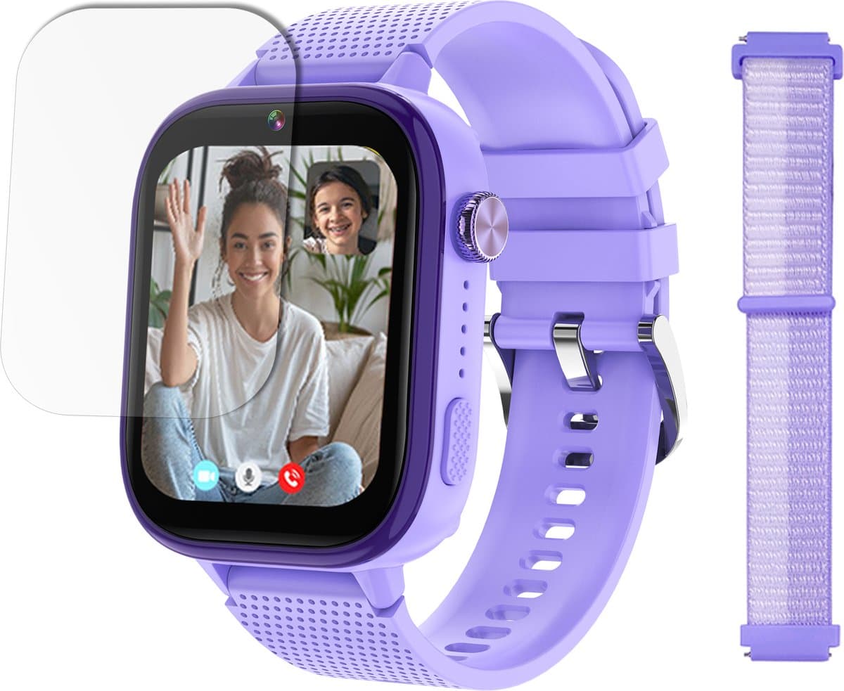 LEROYS - GPS Horloge Kind - Kinder Smartwatch - Android en iOS - Paars - Incl. Simkaart — afbeelding 1