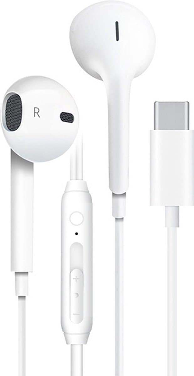 Provium - Oortjes met USB-C aansluiting - In-Ear Oordopjes met draad en microfoon - Headset geschikt voor o.a. Laptop en Telefoon - wit — afbeelding 1