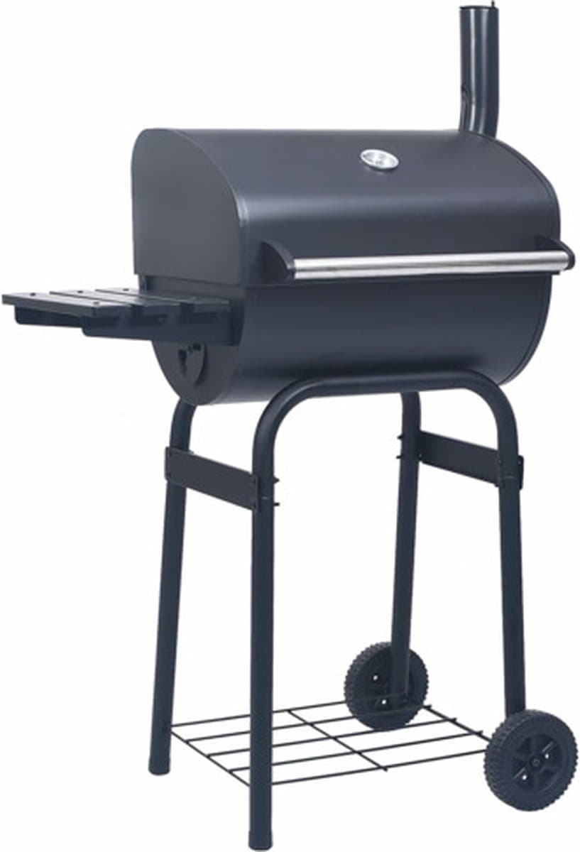 vidaXL Houtskoolbarbecue roker met onderschap zwart — afbeelding 1
