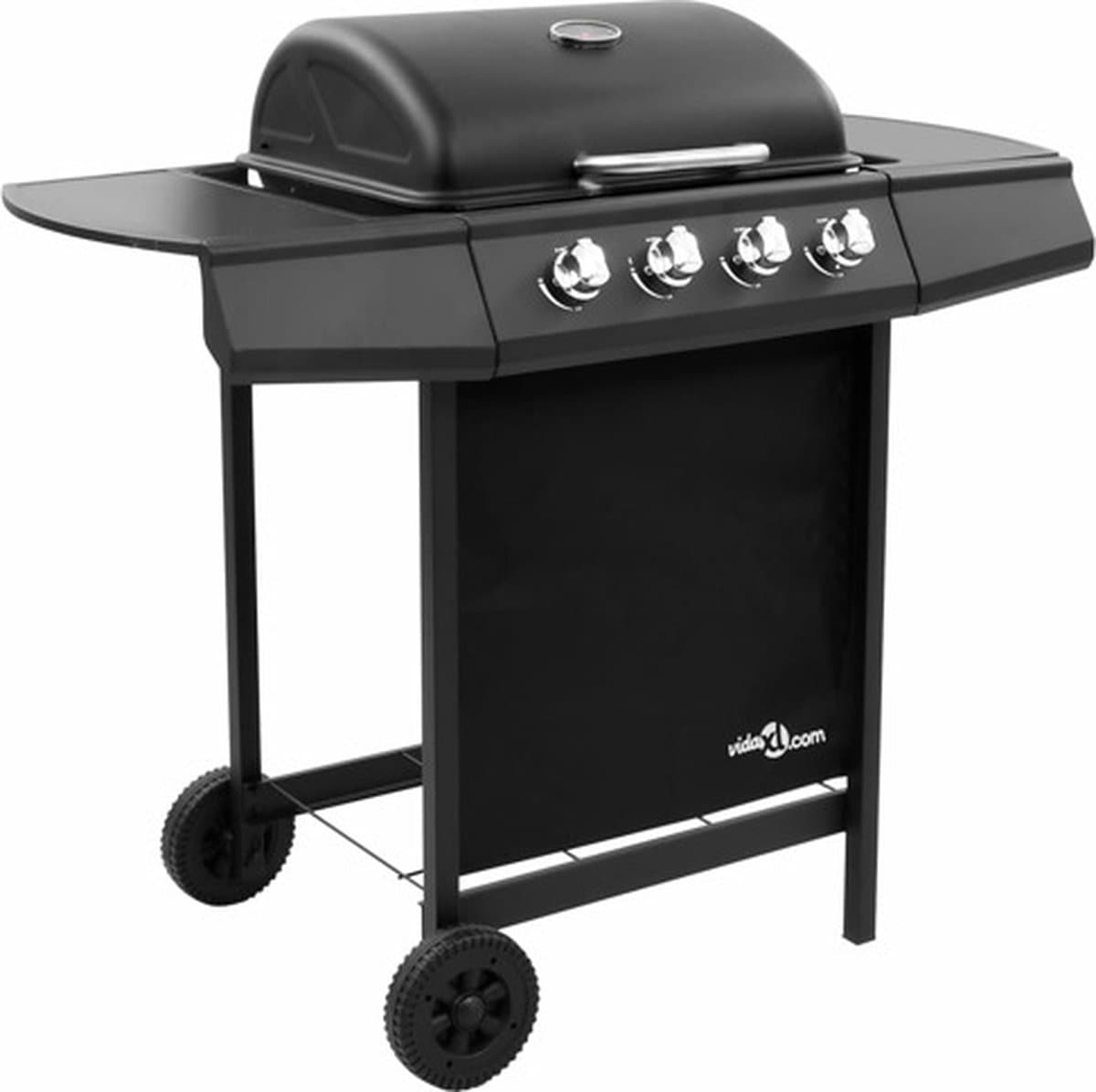 vidaXL Gasbarbecue-grill met 4 branders zwart — afbeelding 1