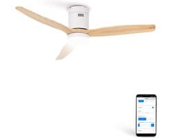 CREATE - Plafondventilator 40W silent Ø132 cm - Met Verlichting drie temperaturen - Met Wifi - Met Afstandsbediening - 6 Snelheden - Timer - Zomer/Winter functie - Wit - WIND CALM — afbeelding 1
