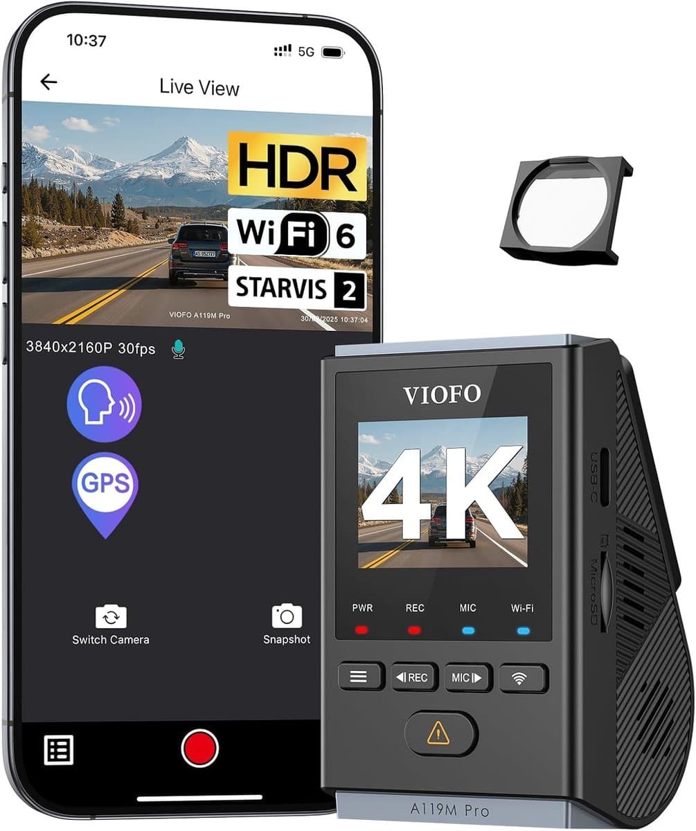 Mini Dashcam - Zwart - 4K Opname - Nachtzicht 2.0 - Voor Auto's — afbeelding 1