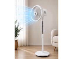 Statiefventilator - Ø 25 cm - 70W - 3 Snelheden - Verstelbare Hoogte (90-125 cm) - Wit
