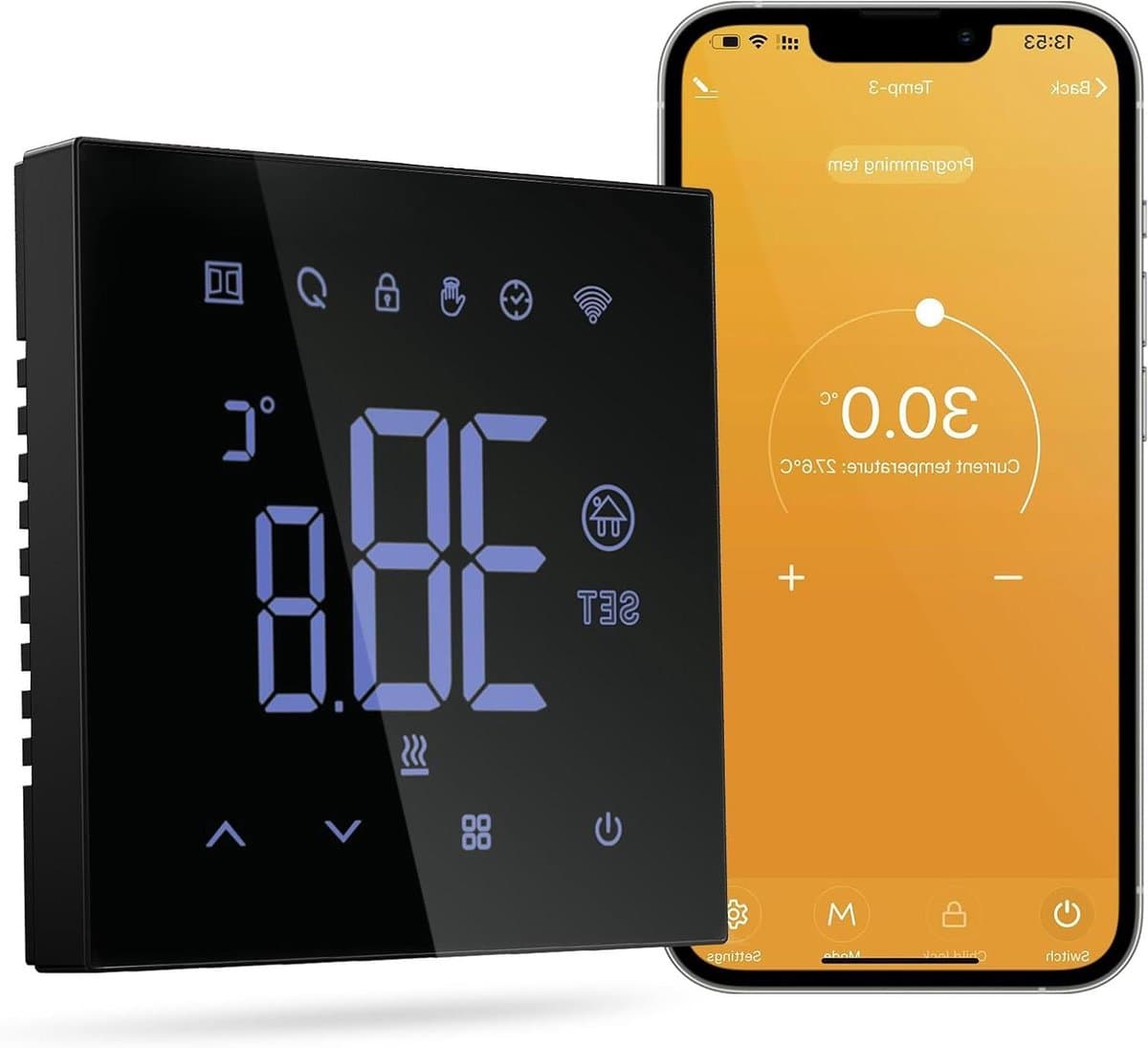 Slimme Thermostaat - Verwarmingsthermostaat Kamerthermostaat - Waterverwarming Regelen - App & Spraakbesturing - 100-240V 3A - Wit — afbeelding 1