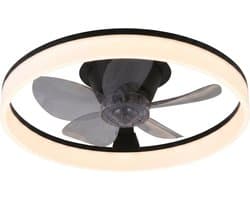 Plafondventilator met verlichting - Zwart - LED Ring 32W - Ø 50cm - Fluisterstil - App & Afstandsbediening - Dimbaar - Plafondlamp woonkamer - Plafonniere slaapkamer - Plafondlampen - Ventilator plafond — afbeelding 1