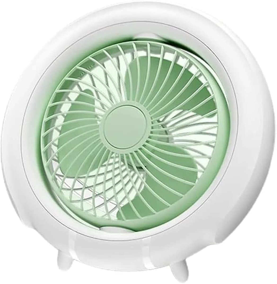 Tafelventilator - Tafelventilator draadloos - Draagbare oscillerende ventilator - 180 graden automatische oscillatie - Drie snelheidsstanden - Stil ontwerp - Met nachtlampje - Kan aan de muur worden gemonteerd of op een bureau worden geplaatst — afbeelding 1