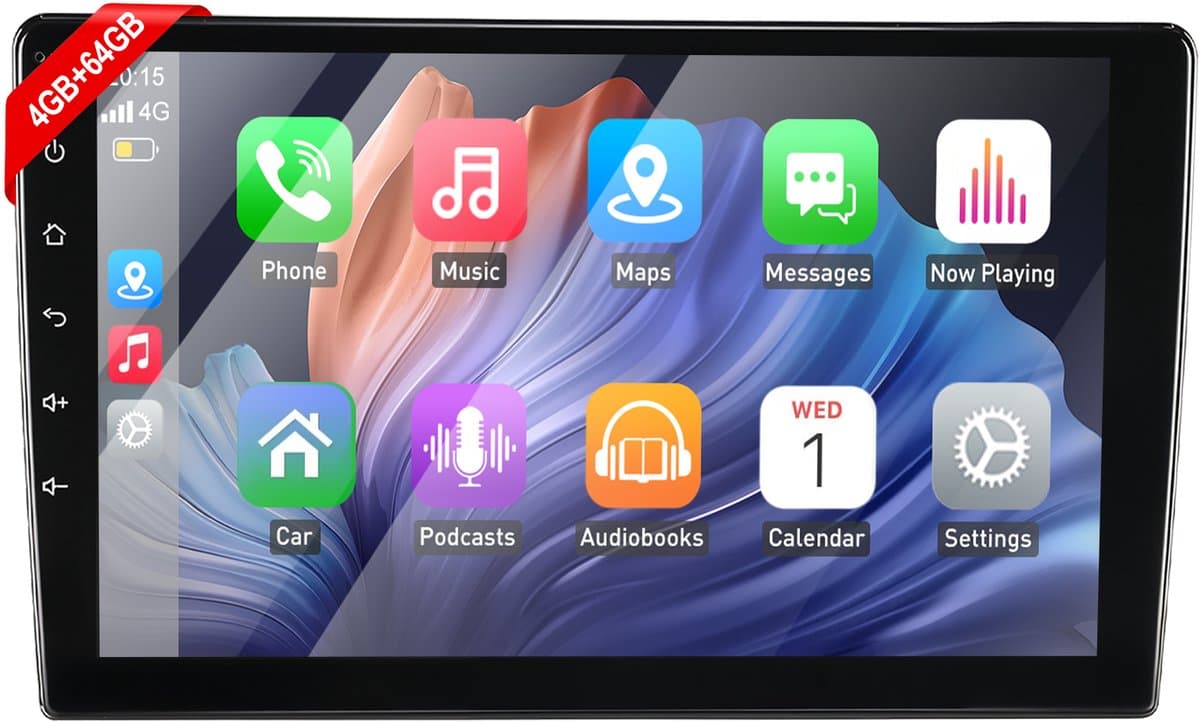 ESSGOO Autoradio 2Din Universeel - 10.1 Inch IPS HD Touchscreen - Android 15 - Apple Carplay & Android Auto (Draadloos) - 4+64GB - GPS Navigatiesysteem - Bluetooth, WiFi, MP5 — afbeelding 1