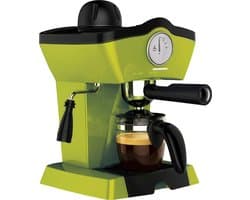 Heinner Retro Effect Espressomachine – 800W – 250 ml Capaciteit – 3,5 bar – Espresso & Cappuccino – Melkopschuimer – Frontale Thermometer – Filter voor 4 Kopjes – Groen